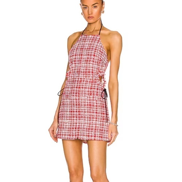 NWT Self Portrait boucle cut out mini dress red white tweed - Picture 1 of 15